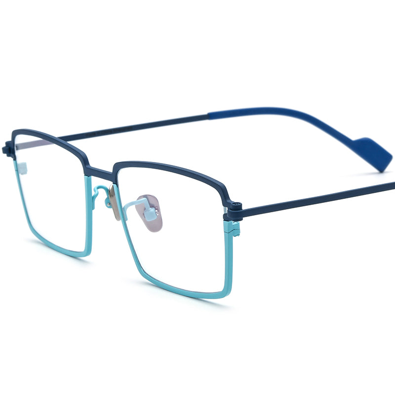 Colourful Titanium Square Optical Glasses Frame Everyday - Blue - MCROONS