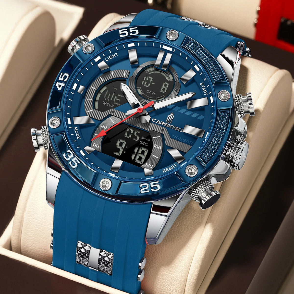 Poedagar C105 Men's Luxury Chronograph Quartz Watch – Silicone Strap, Waterproof, Luminous, Date
