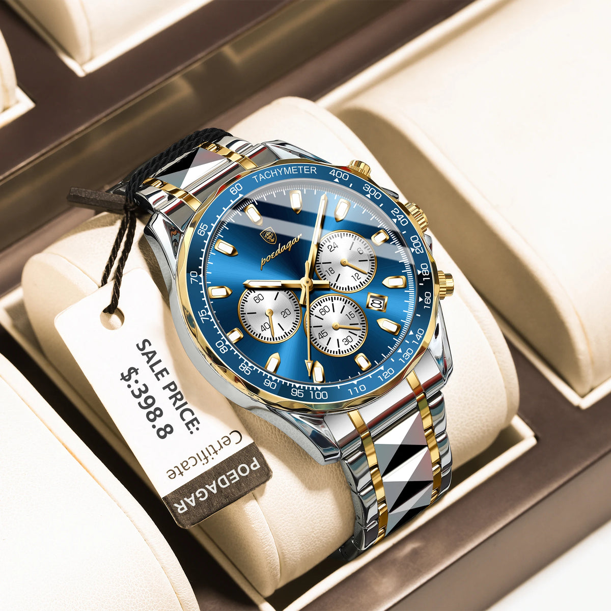 Poedagar 815 Men's Luxury Chronograph Quartz Watch – Stainless Steel Band, Waterproof, Luminous, Date