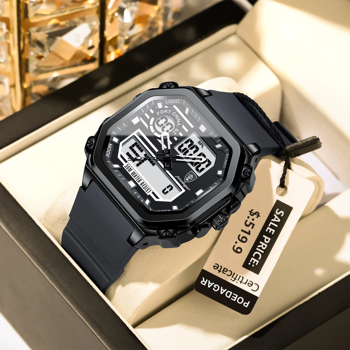 Poedagar 993 Men's Luxury Chronograph Quartz Watch – Silicone Strap, Waterproof, Luminous, Date