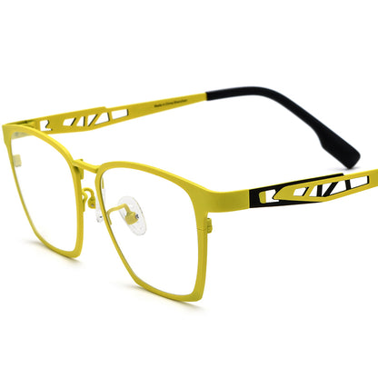 Colourful Titanium Square Optical Glasses - Yellow - MCROONS