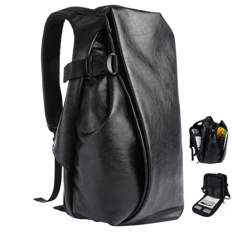 Causal Backpacks Black Waterproof Mochila anti Theft Travel Laptop PU Leather Backpack Bags for Men Business School