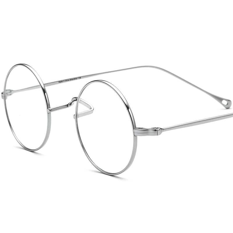 Retro Round Titanium Optical Glasses Frame - Silver - MCROONS