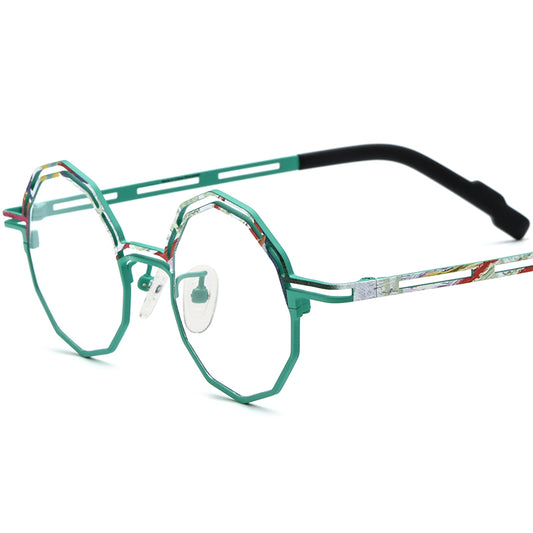 Titanium Polygon Optical Glasses Frame Print Design - Cyan - MCROONS