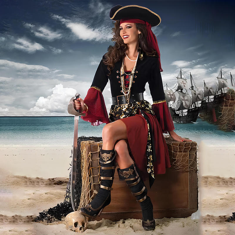 Women's Pirate Costume with Hat and Belt