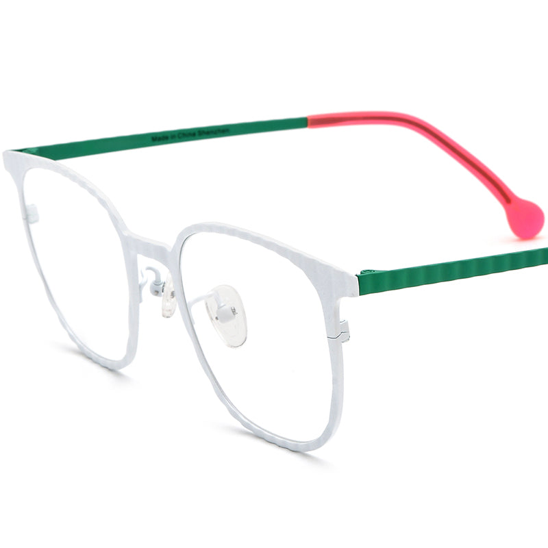 Colourful Titanium Square Optical Glasses Frame Retro - White - MCROONS