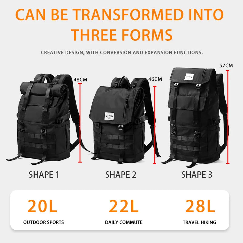 Wholesale anti Theft Expandable Rucksack Travel 17' Laptop Backpack Convertible Techwear Roll Top Backpack