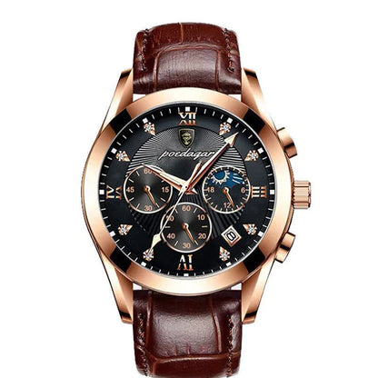 Poedagar 8208 Men's Luxury Quartz Watch – Stainless Steel Band, Waterproof, Luminous, Date