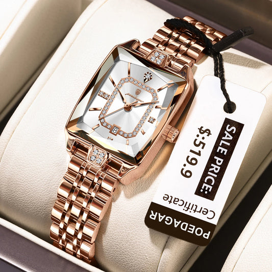 Poedagar 785 Women's Luxury Quartz Watch – Stainless Steel Band, Waterproof, Luminous, Date