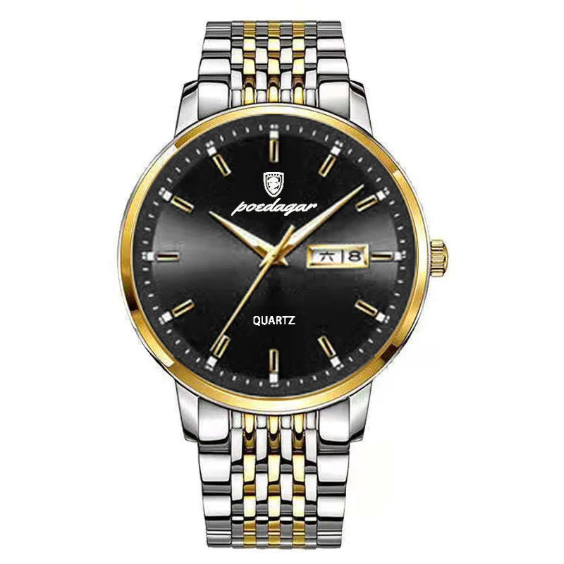 Poedagar 832 Men's Luxury Quartz Watch – Stainless Steel Band, Waterproof, Date