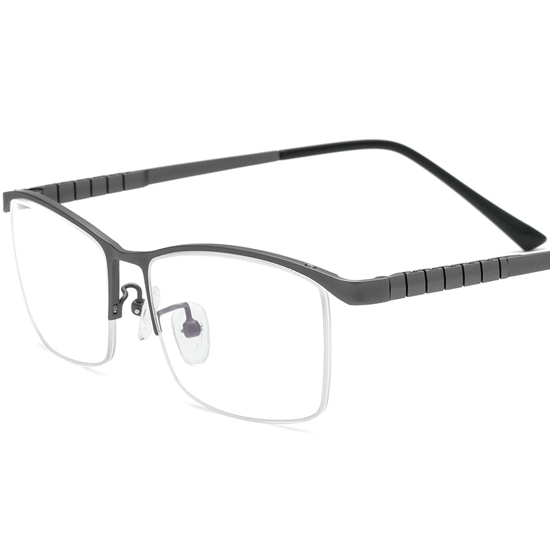 Half-Rim Square Titanium Optical Glasses Frame - MCROONS - Silver