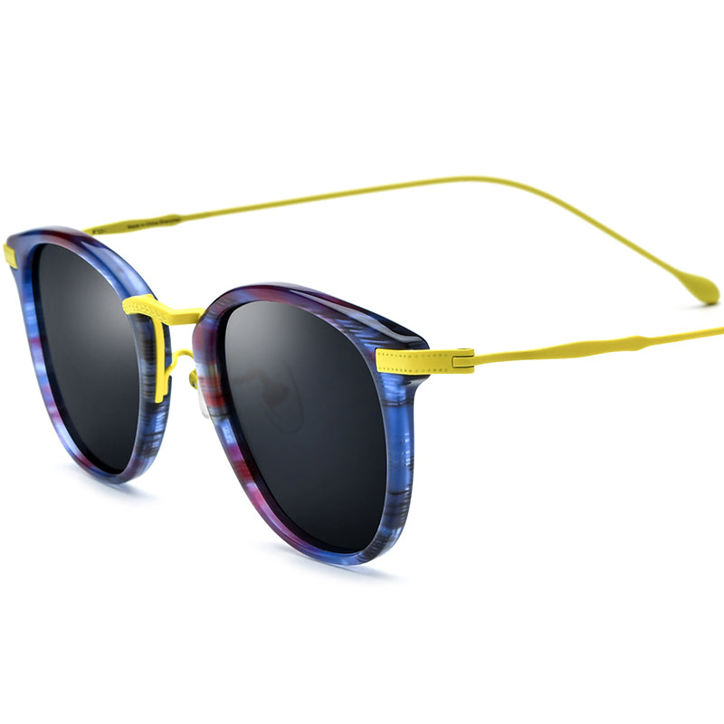 Square Acetate Titanium Sunglasses Polarized Mirrored UV400 - MCROONS - Gold