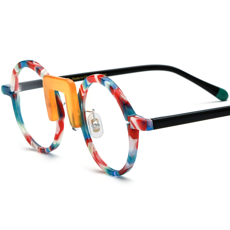 Acetate Round Optical Glasses Frame Retro - Colorful - MCROONS