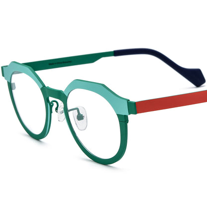 Colourful Titanium Cat Eye Optical Glasses Frame Retro - Matte Cyan Green - MCROONS