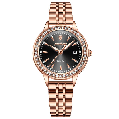 Poedagar 366 Women's Luxury Quartz Watch – Stainless Steel Band, Waterproof, Date