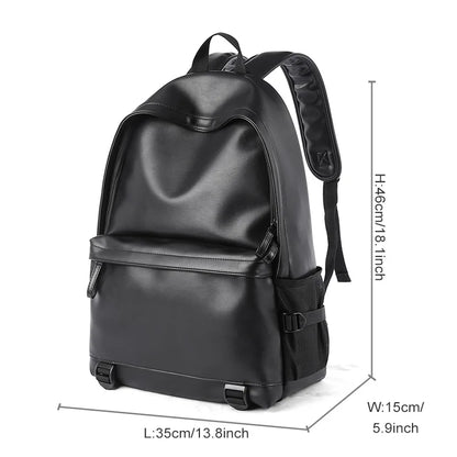 Men's Waterproof PU Leather School Laptop Backpack