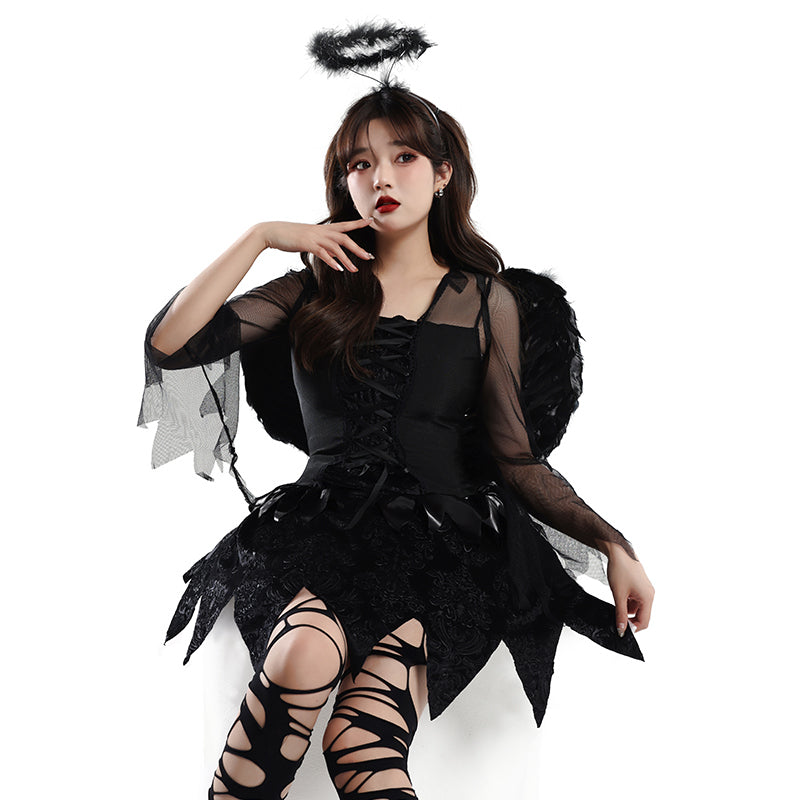 Black Angel Demon Wings detail