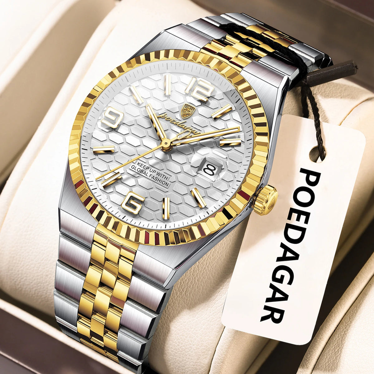 Poedagar 839 Men's Luxury Quartz Watch – Stainless Steel Band, Waterproof, Luminous, Date