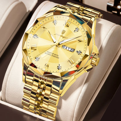 Poedagar 698 Men's Luxury Quartz Watch – Stainless Steel Band, Waterproof, Luminous, Date