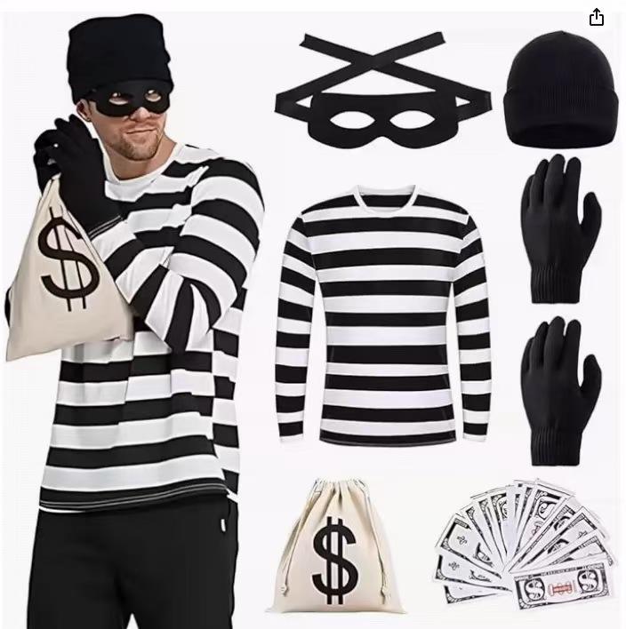 Adult Prisoner Thief Costume Set