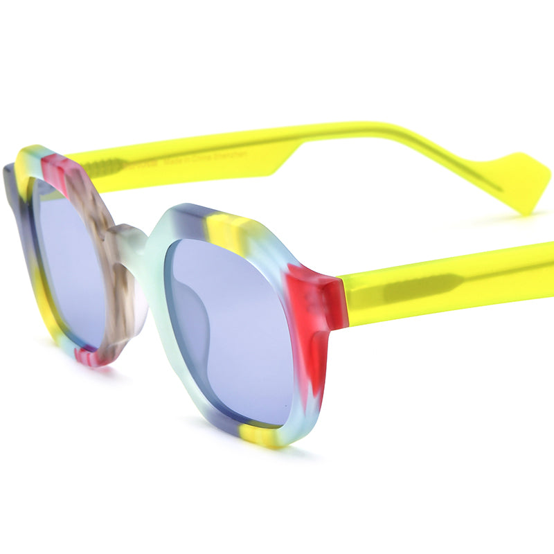 Vintage Square Matte Acetate Polarized Sunglasses UV400 - Yellow - MCROONS