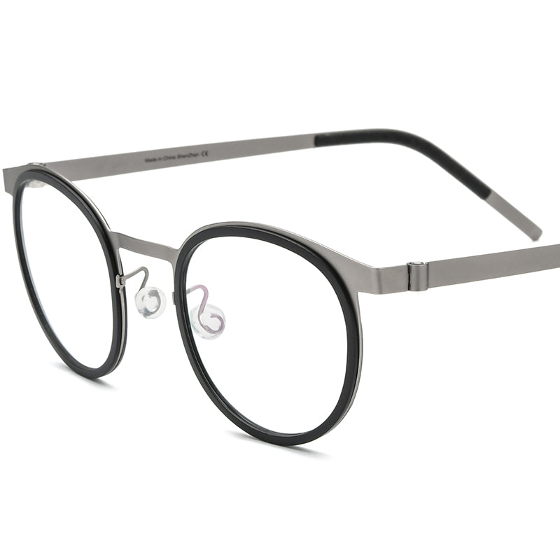 Acetate Round Optical Glasses Frame Vintage - Black - MCROONS
