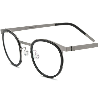Acetate Round Optical Glasses Frame Vintage - Black - MCROONS