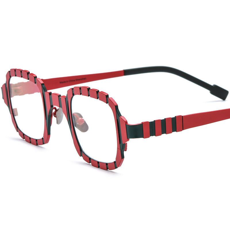 Colourful Titanium Square Optical Glasses Frame Designer - Red - MCROONS