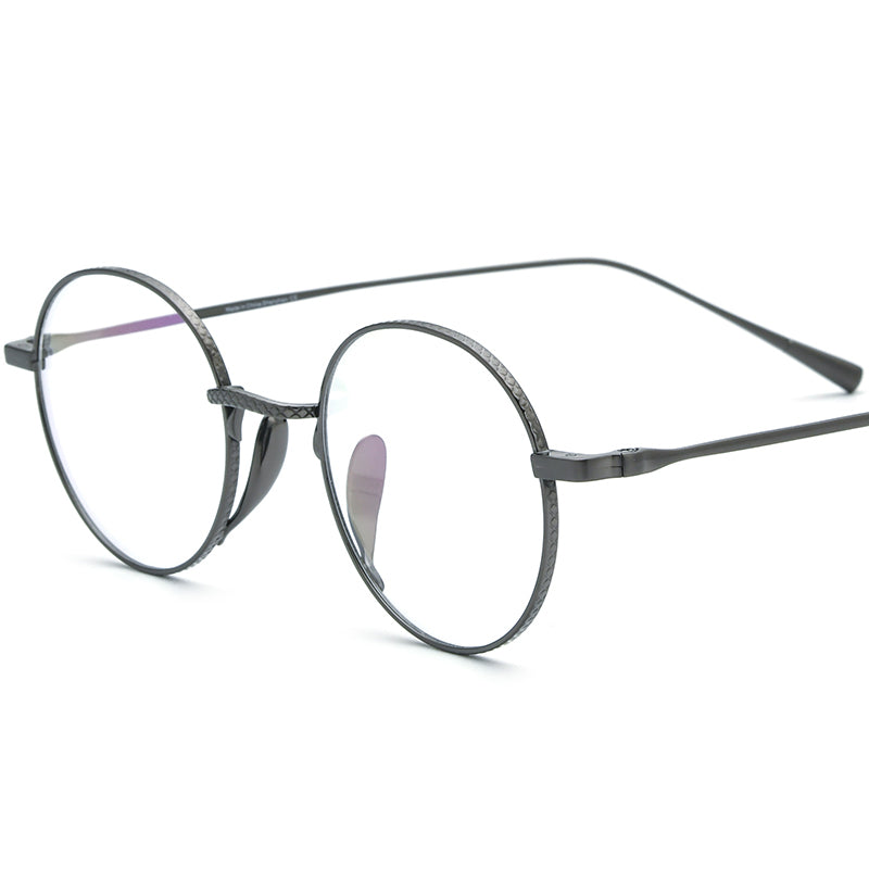 Japanese Style Pure Titanium Round Optical Glasses - Grey - MCROONS