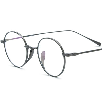 Japanese Style Pure Titanium Round Optical Glasses - Grey - MCROONS