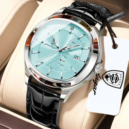 Poedagar 623 Men's Luxury Quartz Watch – Leather Strap, Waterproof, Luminous, Date