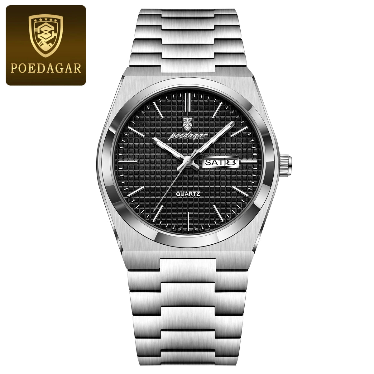 Poedagar 821 Men's Luxury Quartz Watch – Stainless Steel Band, Waterproof, Luminous, Date