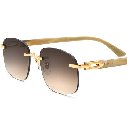 Buffalo Horn Rimless Square Sunglasses - Tea - MCROONS