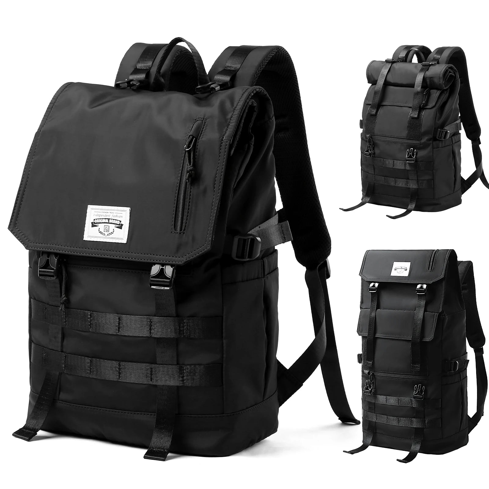 Wholesale anti Theft Expandable Rucksack Travel 17' Laptop Backpack Convertible Techwear Roll Top Backpack