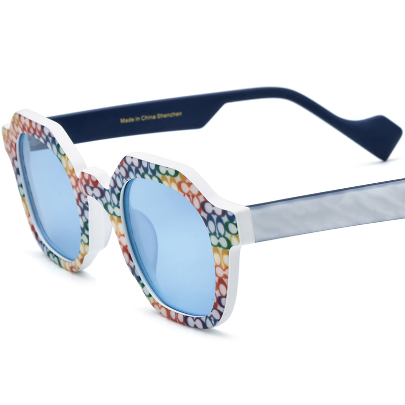 Vintage Square Matte Acetate Polarized Sunglasses UV400 - Colourful - MCROONS