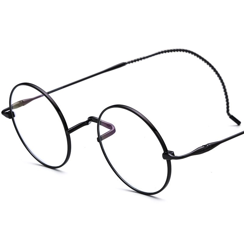 Retro Vintage Round Titanium Optical Glasses Frame - Black - MCROONS