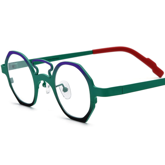 Matte Titanium Polygon Optical Glasses Frame - Matte Green - MCROONS