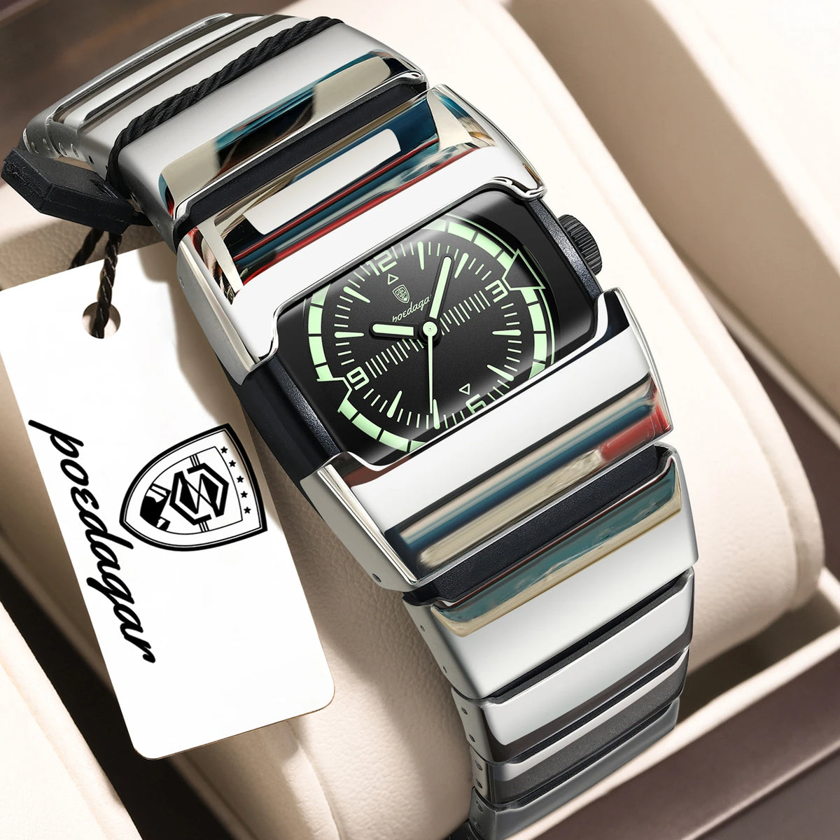 Poedagar 846 Men's Luxury Quartz Watch – Stainless Steel Band, Waterproof, Luminous