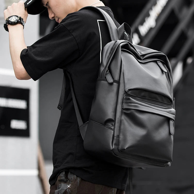 Wholesale PU Laptop Backpack Bags for Men Business Travel PU Leather Men'S Backpack