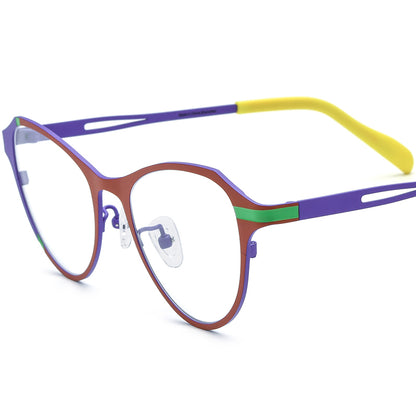 Colourful Titanium Cat Eye Optical Glasses Frame - Purple - MCROONS