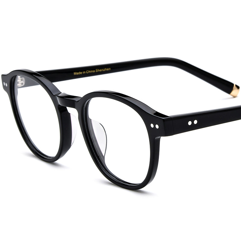 Retro Square Acetate Optical Glasses Frame - Shiny Black - MCROONS