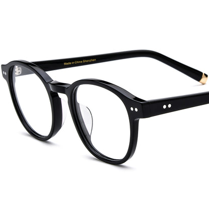 Retro Square Acetate Optical Glasses Frame - Shiny Black - MCROONS