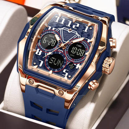 Poedagar 636 Men's Luxury Chronograph Quartz Watch – Silicone Strap, Waterproof, Luminous, Date