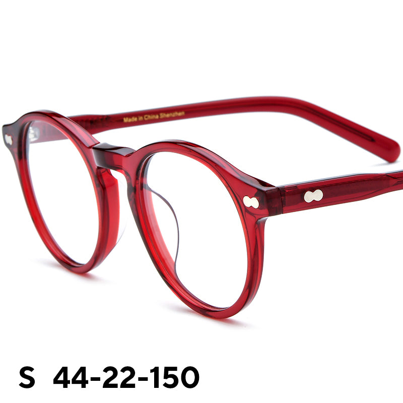 Retro Round Acetate Optical Glasses Frame Designer - Red - MCROONS