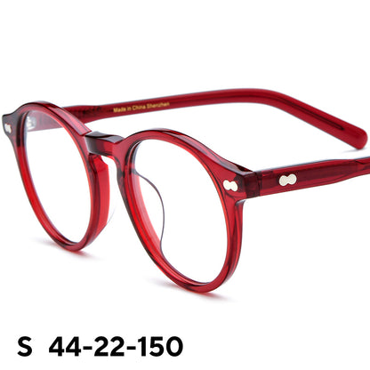 Retro Round Acetate Optical Glasses Frame Designer - Red - MCROONS