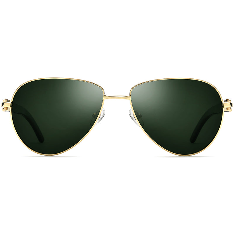 Buffalo Horn Aviator Sunglasses - Green - MCROONS