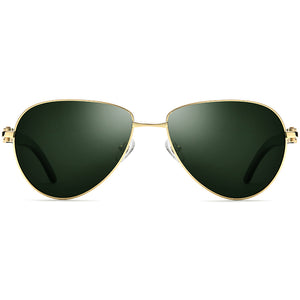 Buffalo Horn Aviator Sunglasses - Green - MCROONS