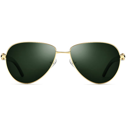 Buffalo Horn Aviator Sunglasses - Green - MCROONS