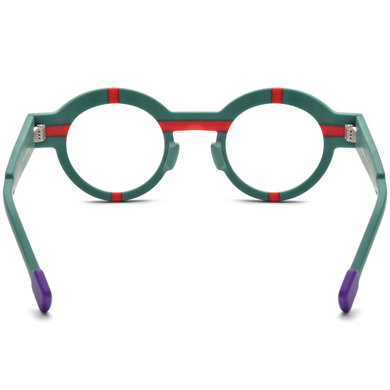Vintage Colour-Block Round Optical Glasses Frame - MCROONS - back view