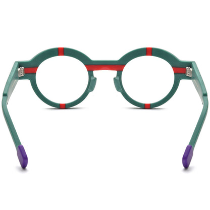 Vintage Colour-Block Round Optical Glasses Frame - MCROONS - back view